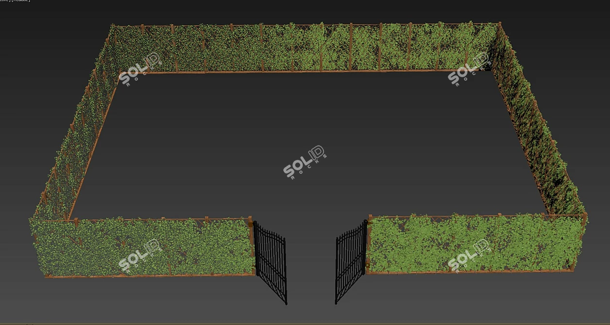 Ivy Fence (V-Ray) - Stunning Sectional Fencing with Gate 3D model image 5