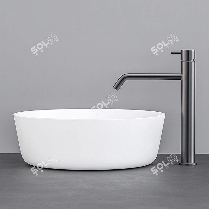 Elegant Vallone Boe Round Sink 3D model image 2