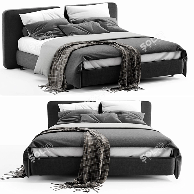Luxurious Minotti Tatlin Bed: High-Quality Materials, Superior Craftsmanship 3D model image 1