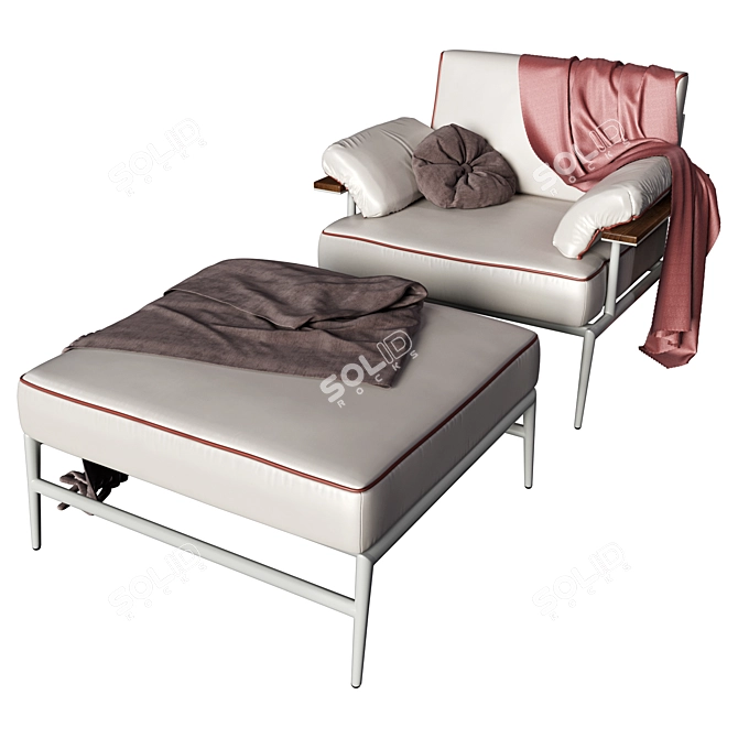 Contemporary Relaxation: Luxurylivinggroup Cap Ferrat Armchair 3D model image 1