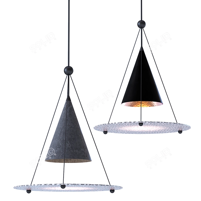 Tri Cone Pendant: Modern Geometric Lighting 3D model image 1