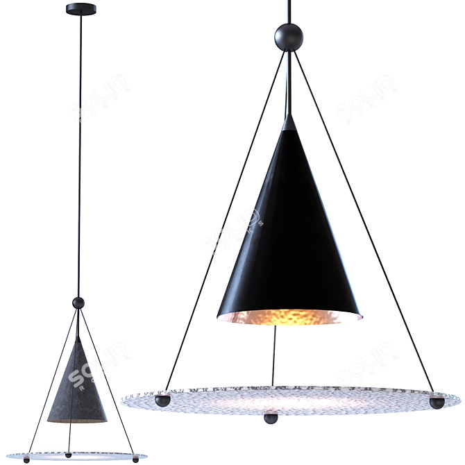 Tri Cone Pendant: Modern Geometric Lighting 3D model image 2