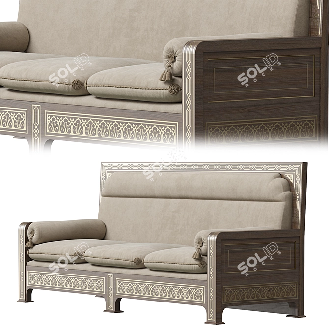 Arabic-inspired Sofa: Elegant & Spacious 3D model image 3