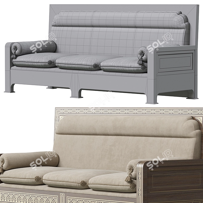 Arabic-inspired Sofa: Elegant & Spacious 3D model image 4