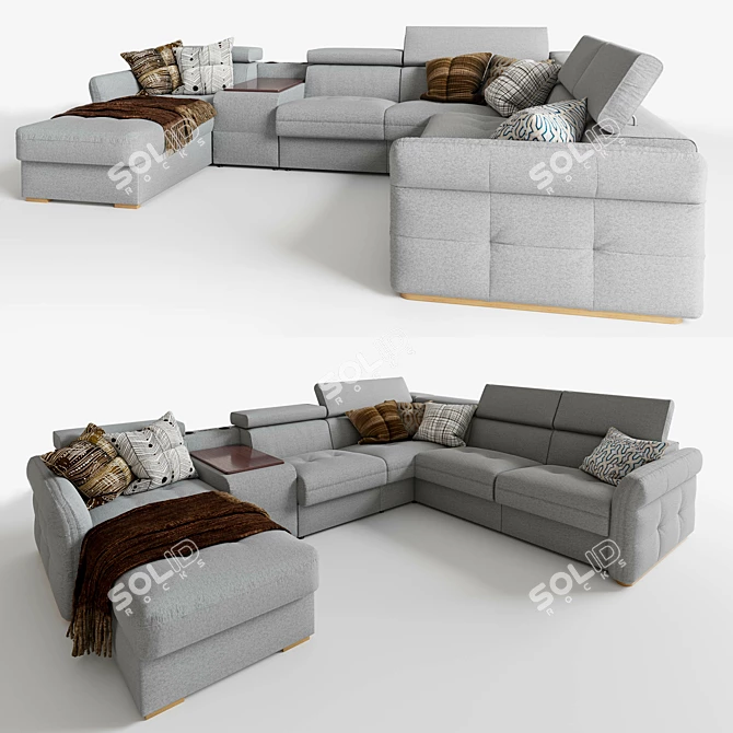 Elegant Massimo Corner Sofa in Fabric 3D model image 1