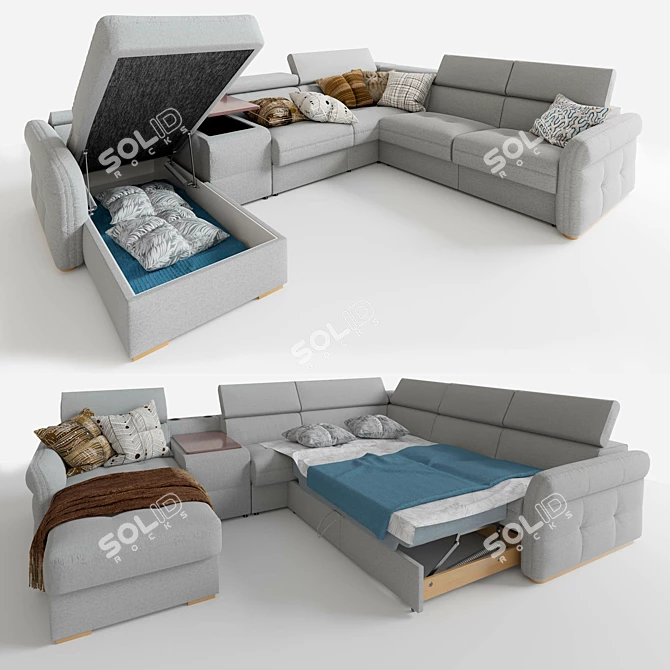 Elegant Massimo Corner Sofa in Fabric 3D model image 2