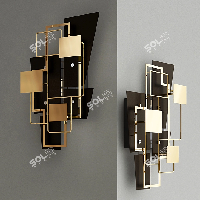 Elegant Brass LED Wall Sconce 3D model image 1