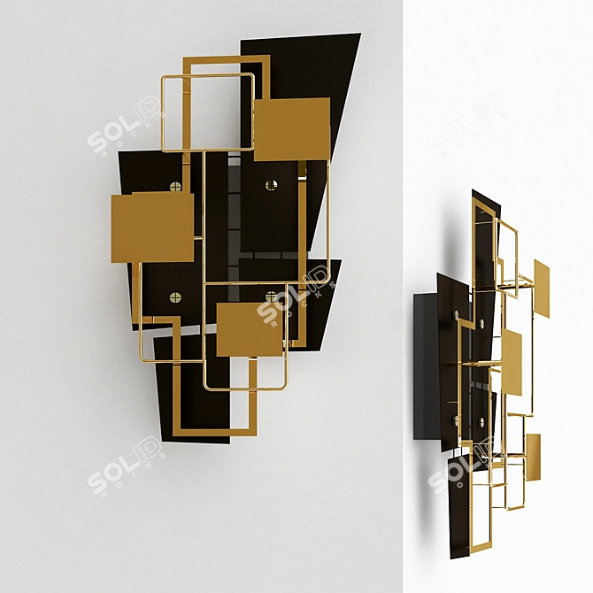 Elegant Brass LED Wall Sconce 3D model image 2