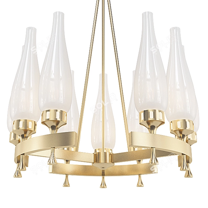 Modern Gold Oval Chandelier 3D model image 2