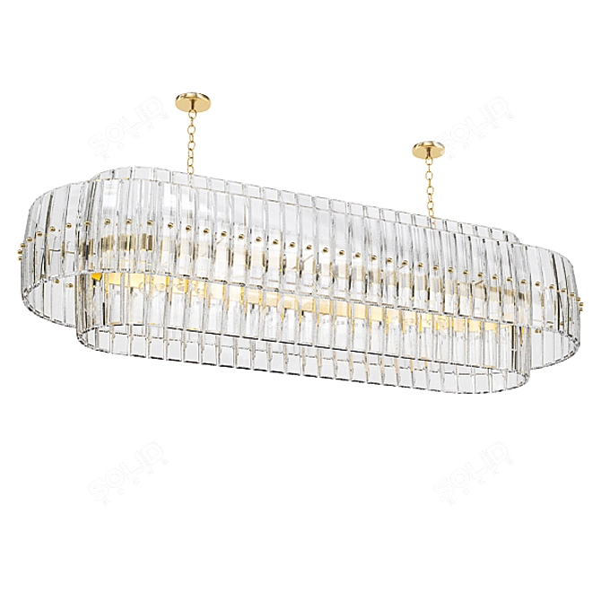 Modern Gold Oval Chandelier 3D model image 5