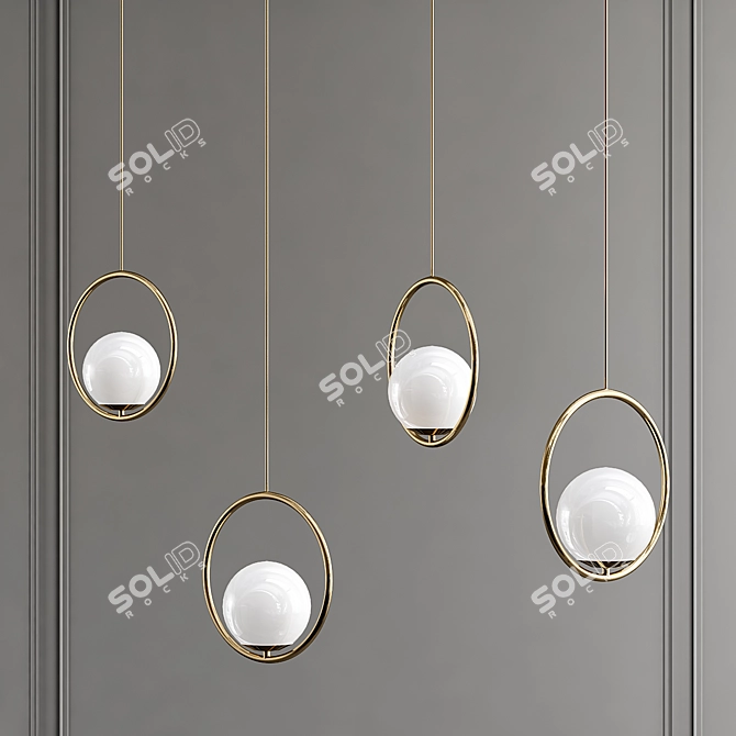 Modern Hoop Pendant Light 3D model image 1