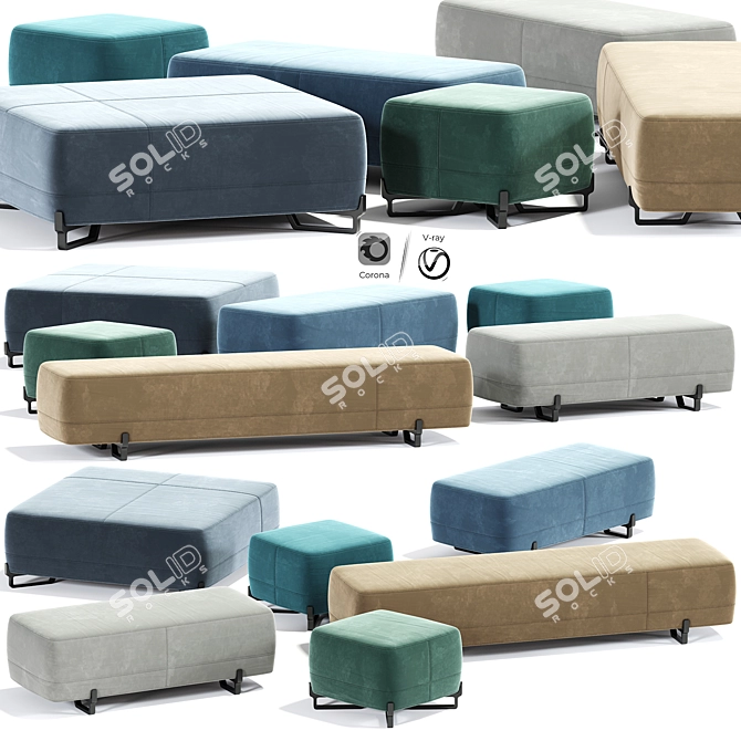 Stylish New York Poliform Pouf Set 3D model image 1