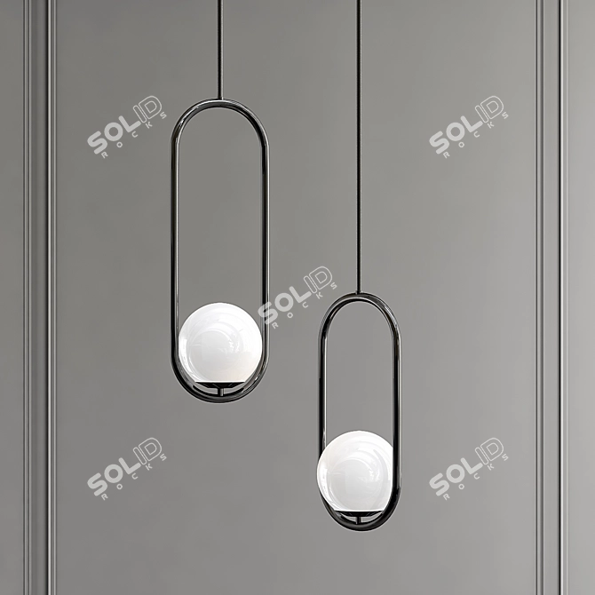 Modern Hoop Pendant Light 3D model image 2