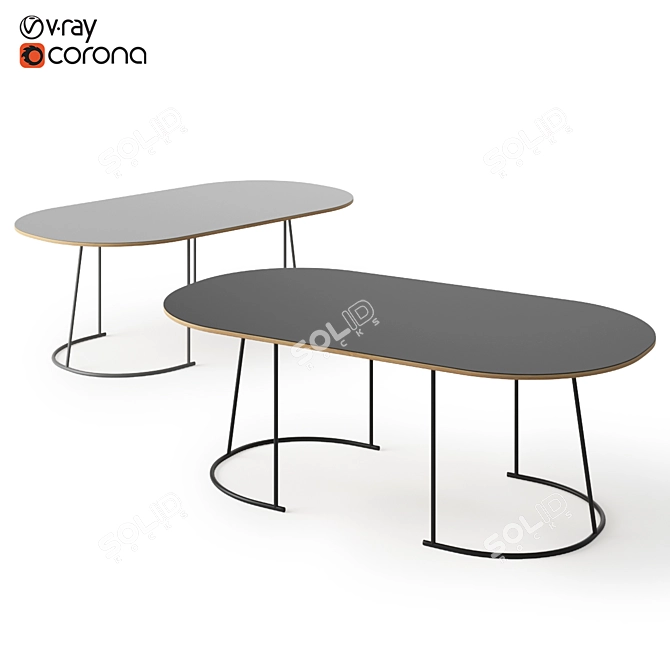 Modern Airy Large Table 3D model image 1