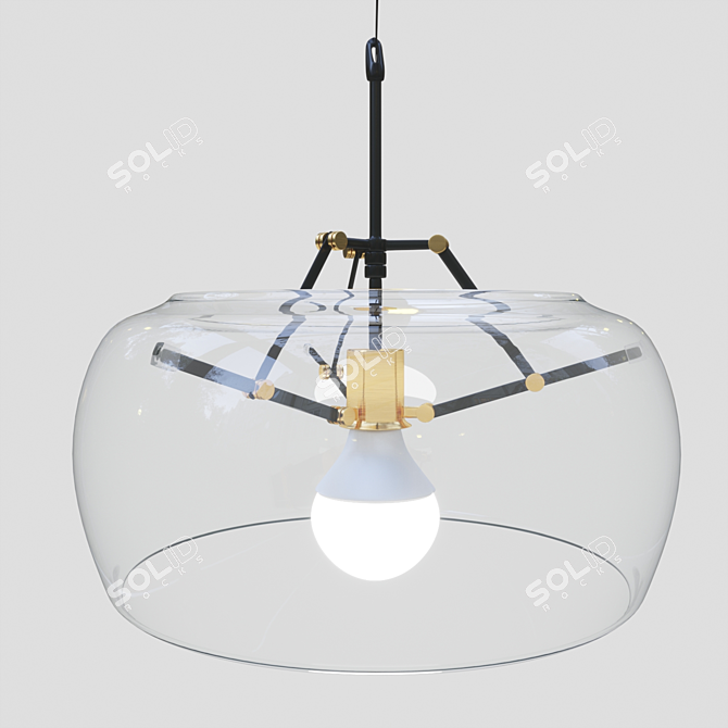 Elegant Glass Pendant Chandelier 3D model image 1