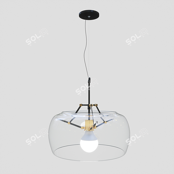 Elegant Glass Pendant Chandelier 3D model image 2