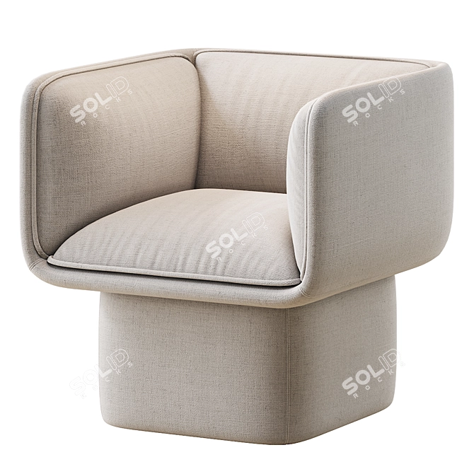 Modern Block Armchair: Sleek & Stylish 3D model image 1