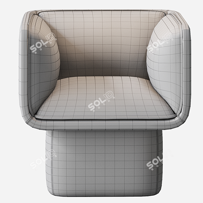 Modern Block Armchair: Sleek & Stylish 3D model image 4