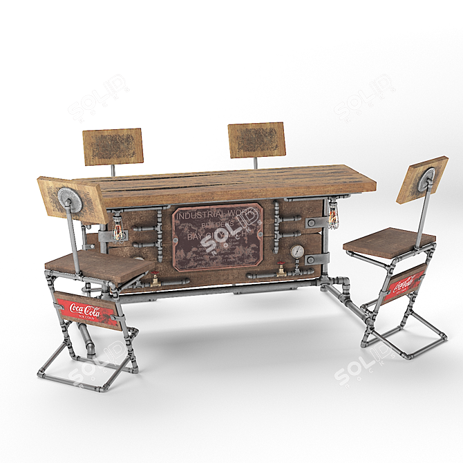 Industrial Steampunk Table Set 3D model image 2