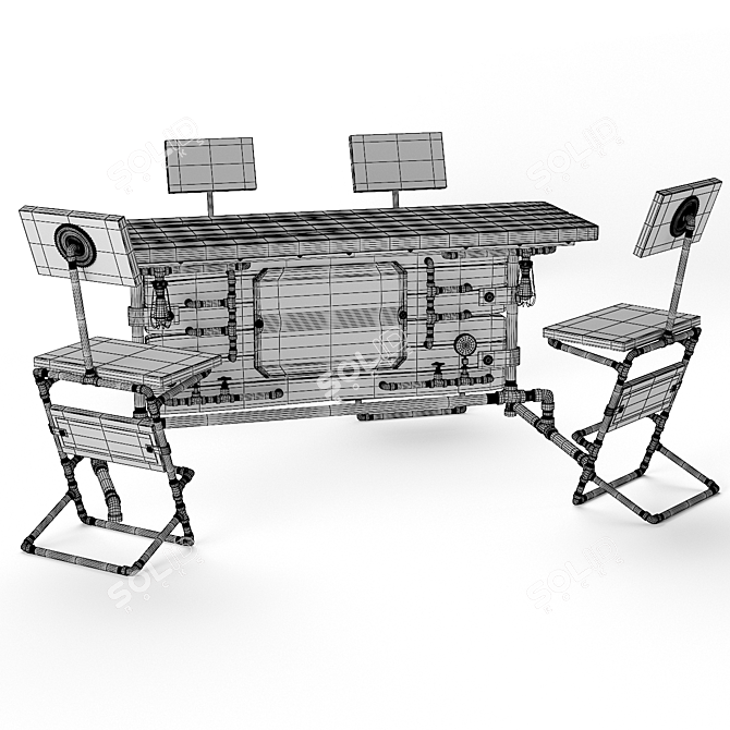 Industrial Steampunk Table Set 3D model image 5