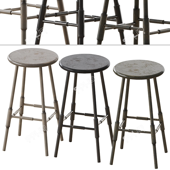 Sleek Atlantic Counter Stool 3D model image 1