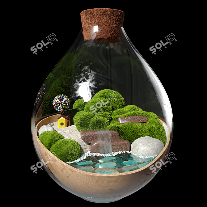 Modern Glass Terrarium 3D model image 1