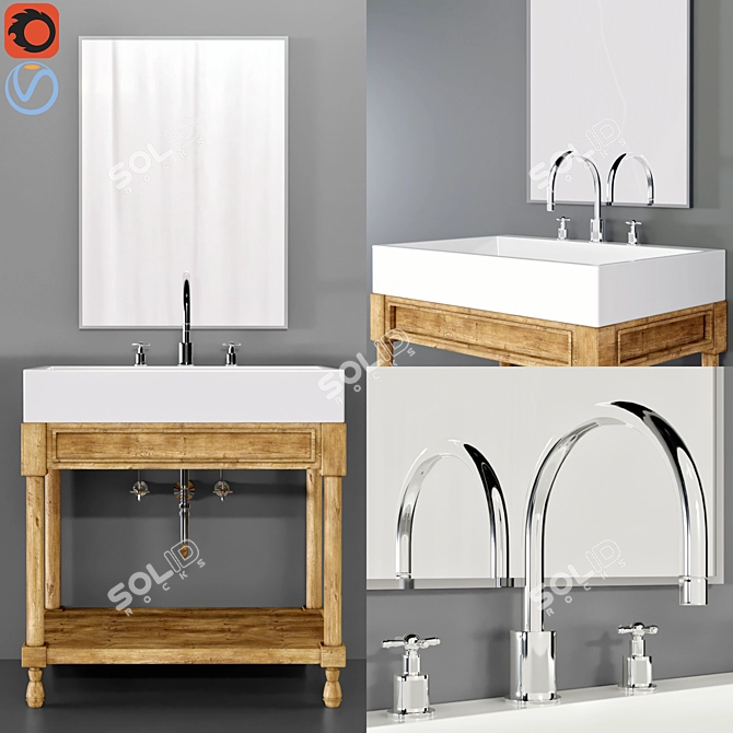 5-Piece Bathroom Furniture Set 3D model image 1