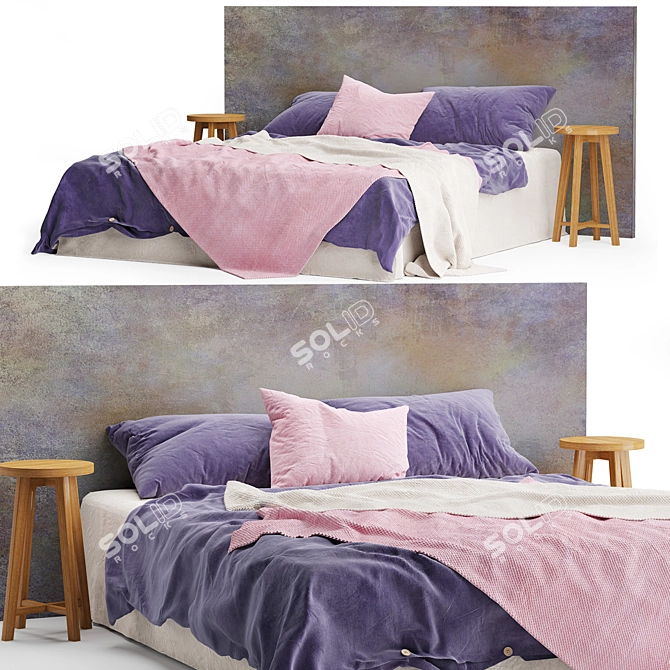 Waffle Linen Magic Bed Set 3D model image 1