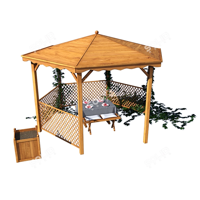 Versatile Pavilion with Customizable Wood Texture | Jardipolys 3D model image 1