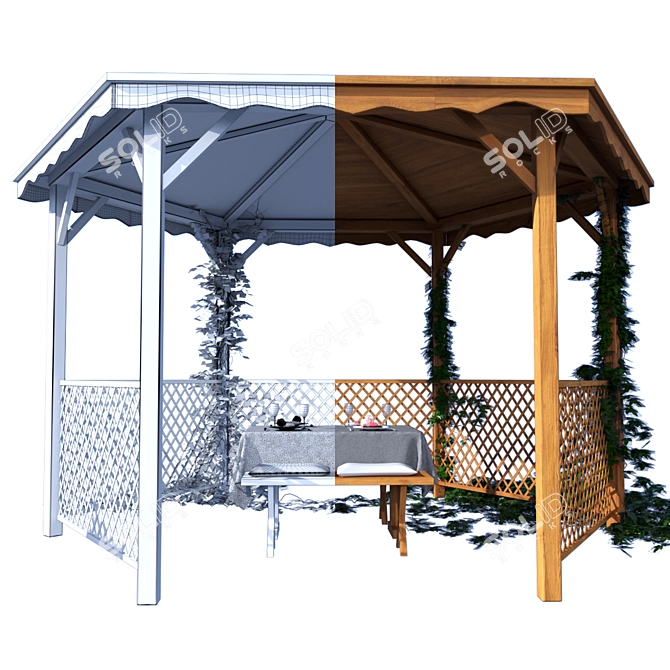 Versatile Pavilion with Customizable Wood Texture | Jardipolys 3D model image 3