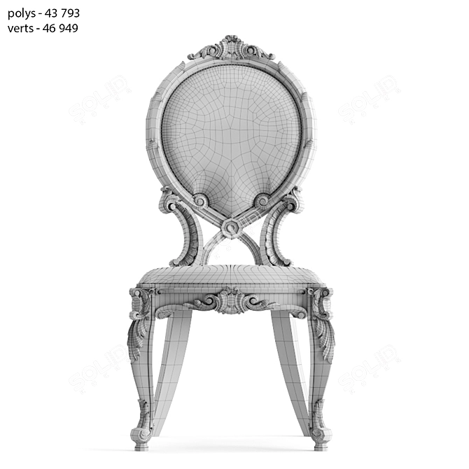 Handcrafted Carved Mesh Chair 3D model image 3