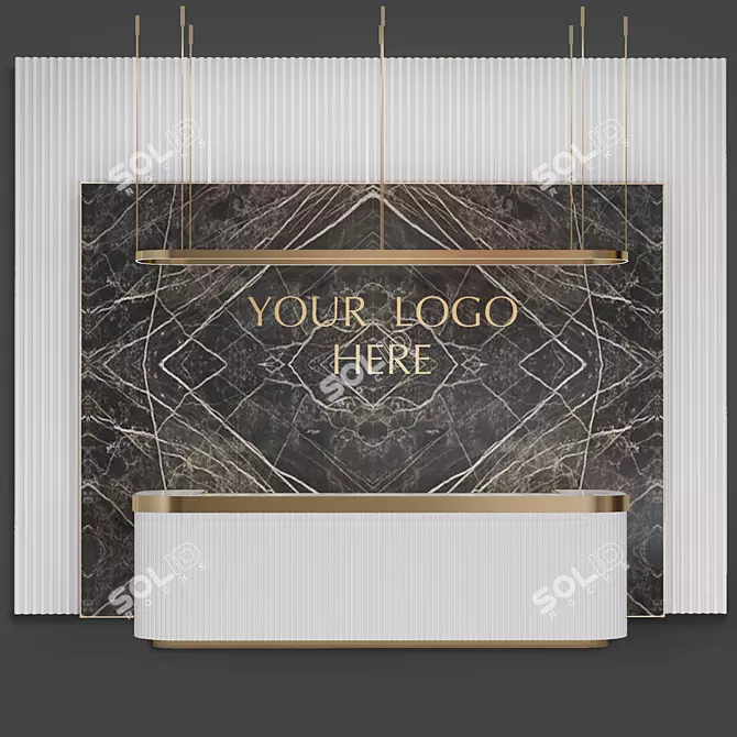 Elegant Metal and Marble Reception 3D model image 1