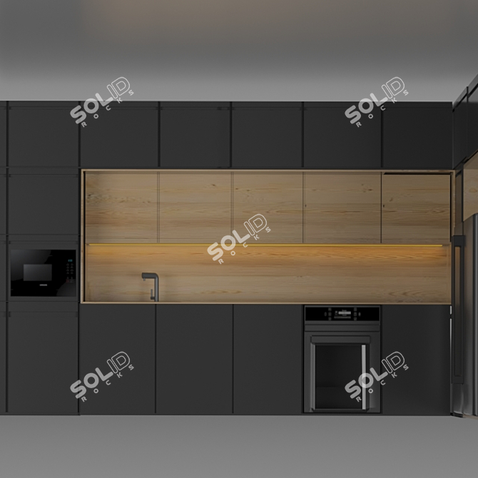 Sleek Corner Kitchen with Bosch Appliances 3D model image 3