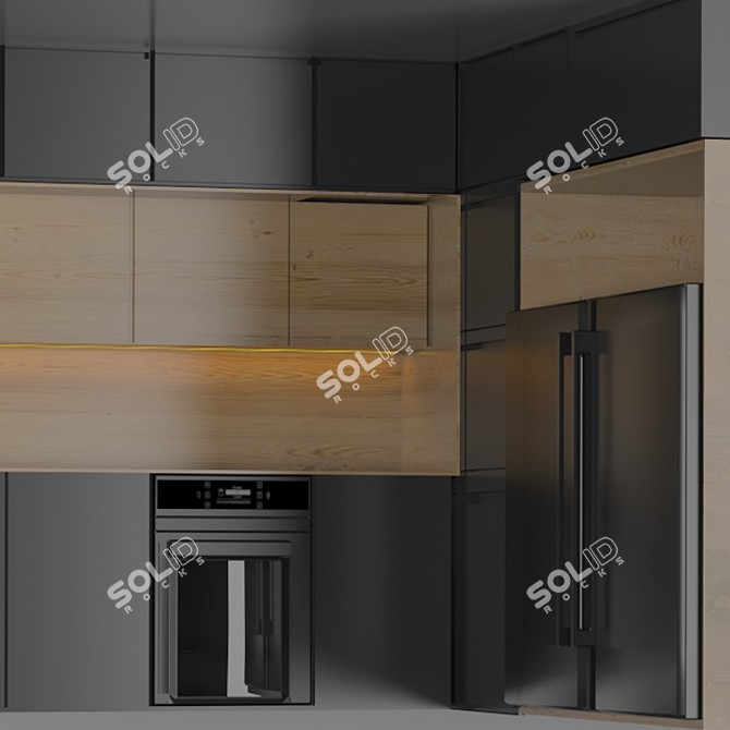 Sleek Corner Kitchen with Bosch Appliances 3D model image 4