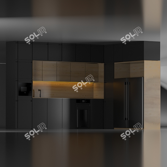 Sleek Corner Kitchen with Bosch Appliances 3D model image 5