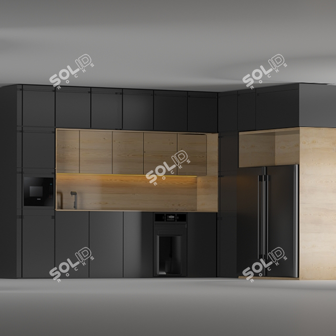 Sleek Corner Kitchen with Bosch Appliances 3D model image 6