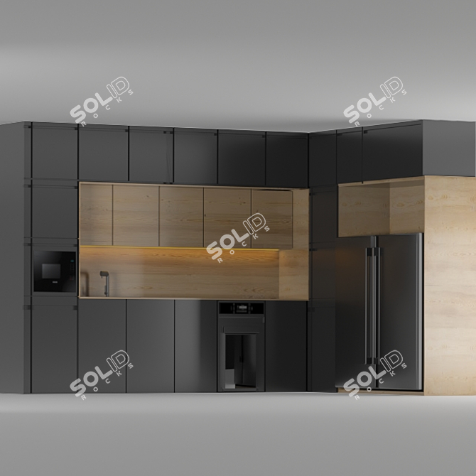 Sleek Corner Kitchen with Bosch Appliances 3D model image 7