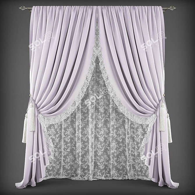 Elegant Curtain Set 3D model image 1