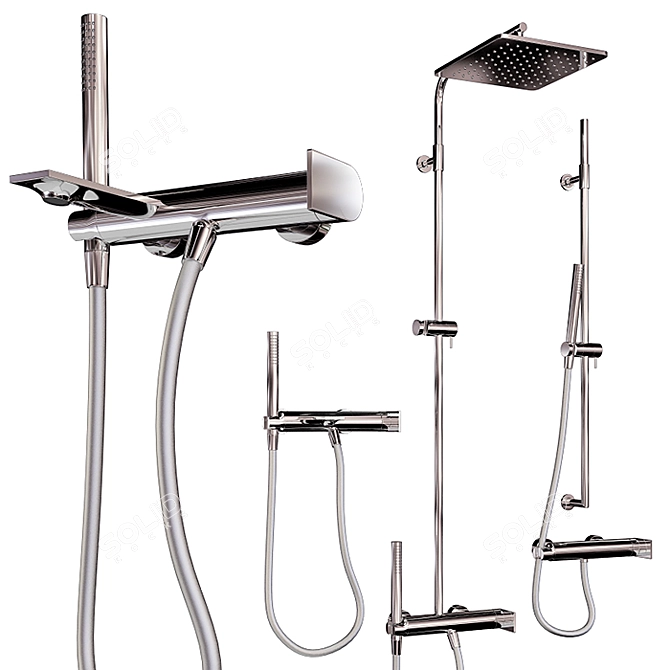 Elegance in the Bathroom: Treemme RAN Shower Set 3D model image 1