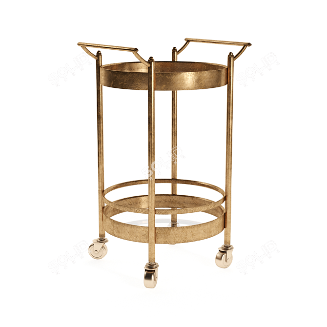 Glam Gold Metal Serving Cart 3D model image 1