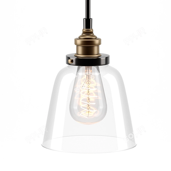 Vintage Industrial Pendant Lamp 3D model image 1