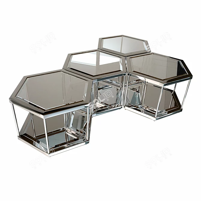 Sophisticated Silver Coffee Table Set - Eichholtz Sax 3D model image 3