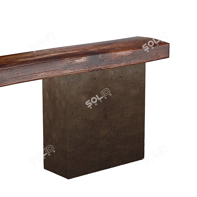 Antique Oak Console with Decorative Stone 3D model image 3