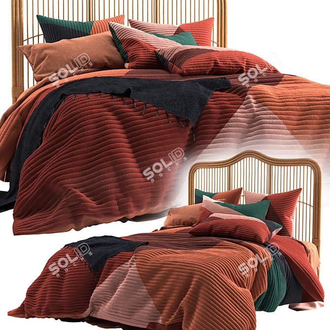 Natural Rattan Bedhead: Georgia Elegance 3D model image 2