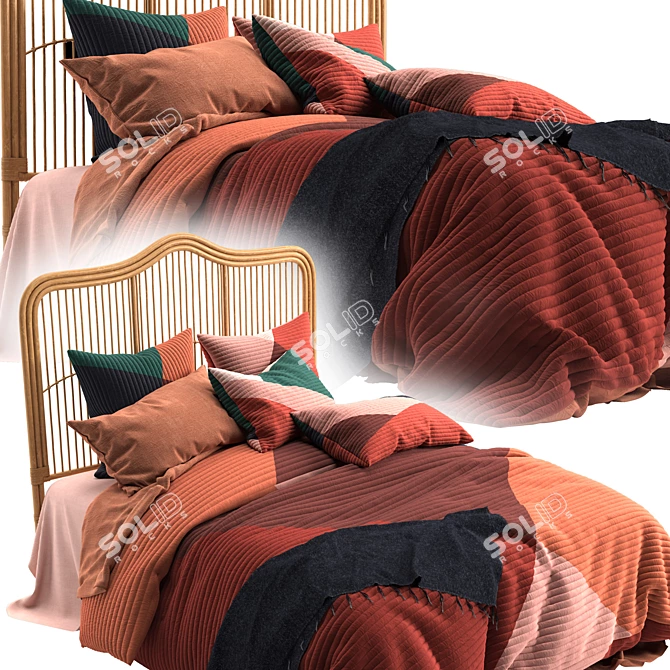 Natural Rattan Bedhead: Georgia Elegance 3D model image 3