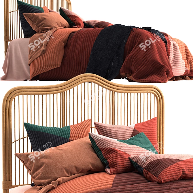 Natural Rattan Bedhead: Georgia Elegance 3D model image 4