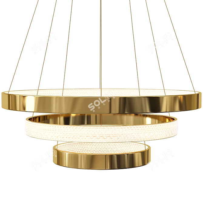 Oracle 3 Rings Gold Chandelier 3D model image 4