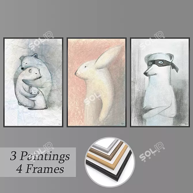 Modern Wall Art Set 876 3D model image 1