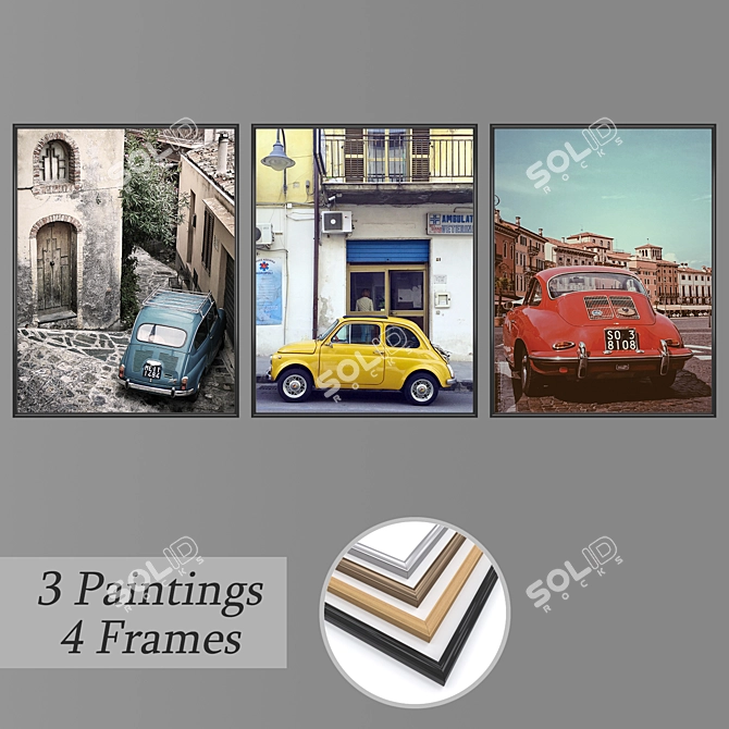 Artistic Wall Decor Set with Varied Frames 3D model image 1