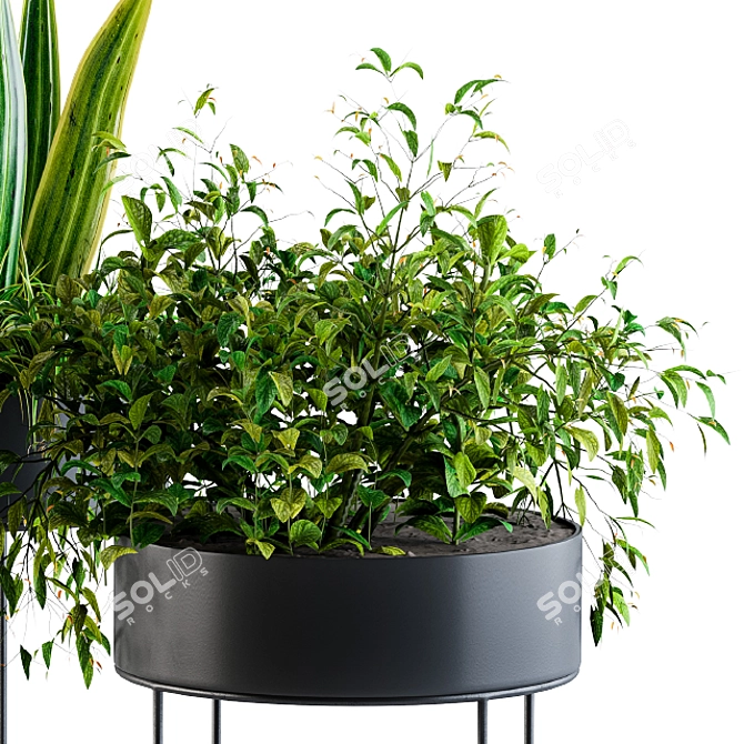 Sleek Black Planter Box 3D model image 2